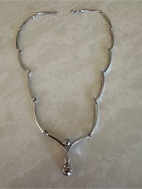 Silver-Tone Crystal Drop Necklace - Women's Jewelry